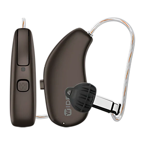 Widex Allure hearing aid in dark cherry 