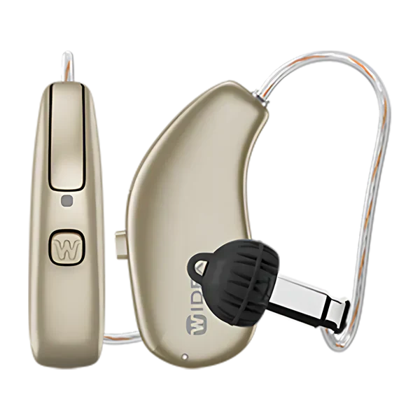 Widex Allure hearing aid in honey blonde 