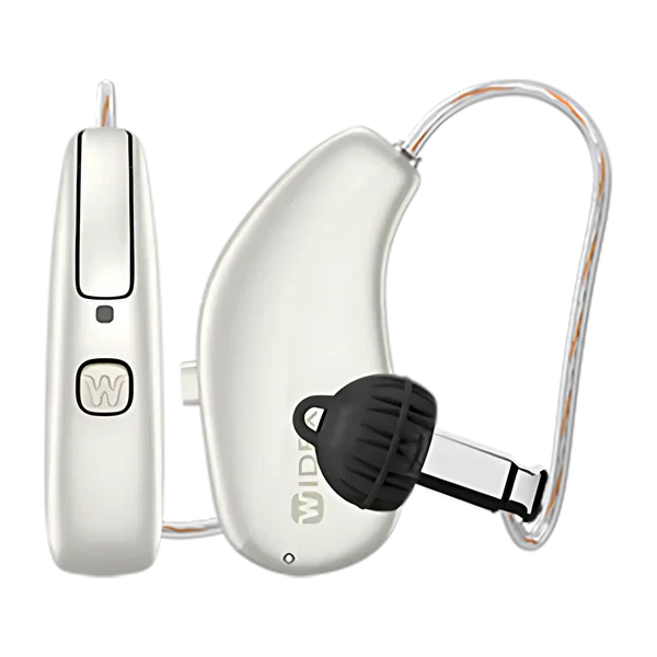Widex Allure hearing aid in pearl white 