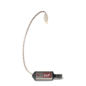 Small electronic device with a cable on a white background