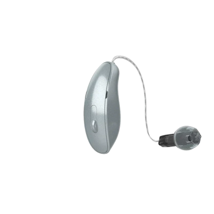 Starkey Genesis AI mRIC hearing aid in silver