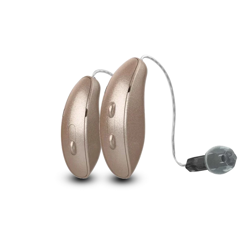 Pair of Starkey Edge AI RIC mRIC hearing aids 