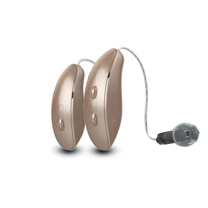 Pair of Starkey Edge AI RIC mRIC hearing aids 