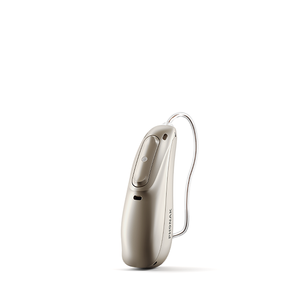Champagne colored hearing aid 