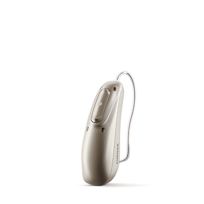 Champagne colored hearing aid 