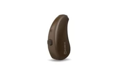 Widex hearing aid in dark cherry