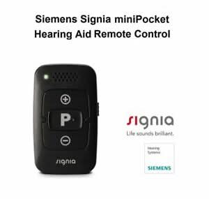 Siemens Signia miniPocket Hearing Aid Remote Control on a white background