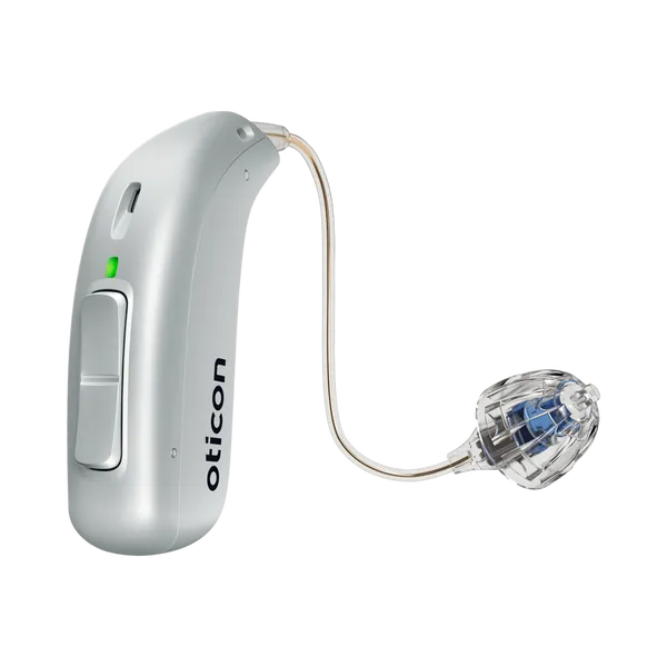 Oticon miniRITE left hearing aid in silver 