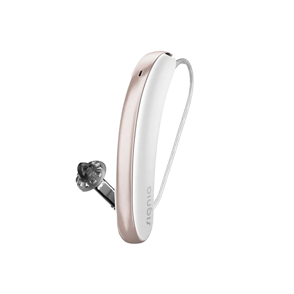 white hearing aid on a clear background