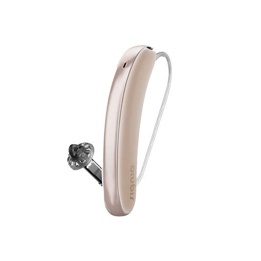 white hearing aid on a clear background