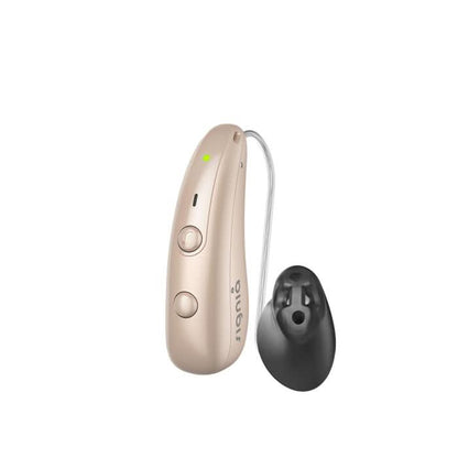 Beige colored hearing aid 