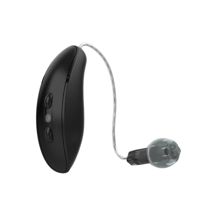 Starkey Omega RIC hearing aid in tech black 