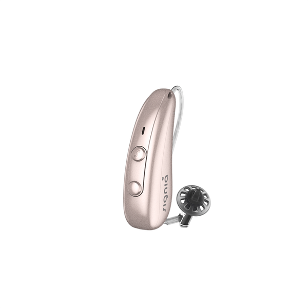 Signia hearing aid in rose gold